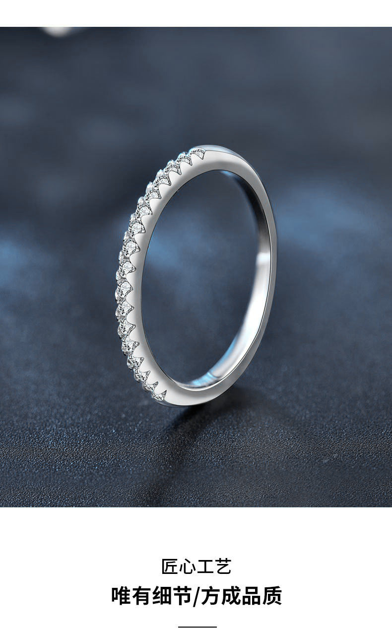 Simple Diamond Ring for Japan and South Korea, 925 Silver Moissanite Ring, Cold Ins Diamond Personal Ring, Women's Tail Ring