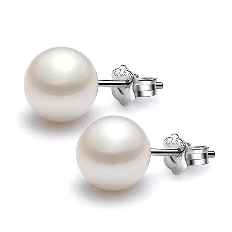 925 Silver Pearl Earrings, Women's European and American Fashion Earrings, Simple and Versatile Accessories, Wholesale, Cross-border Trade, Earrings 6mm