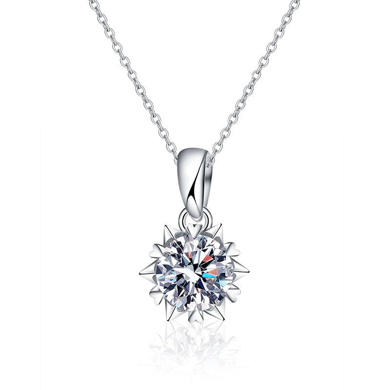 Best-selling 925 pure silver moissanite snowflake necklace, color-fast female pendant, luxury and exclusive high-end collar necklace