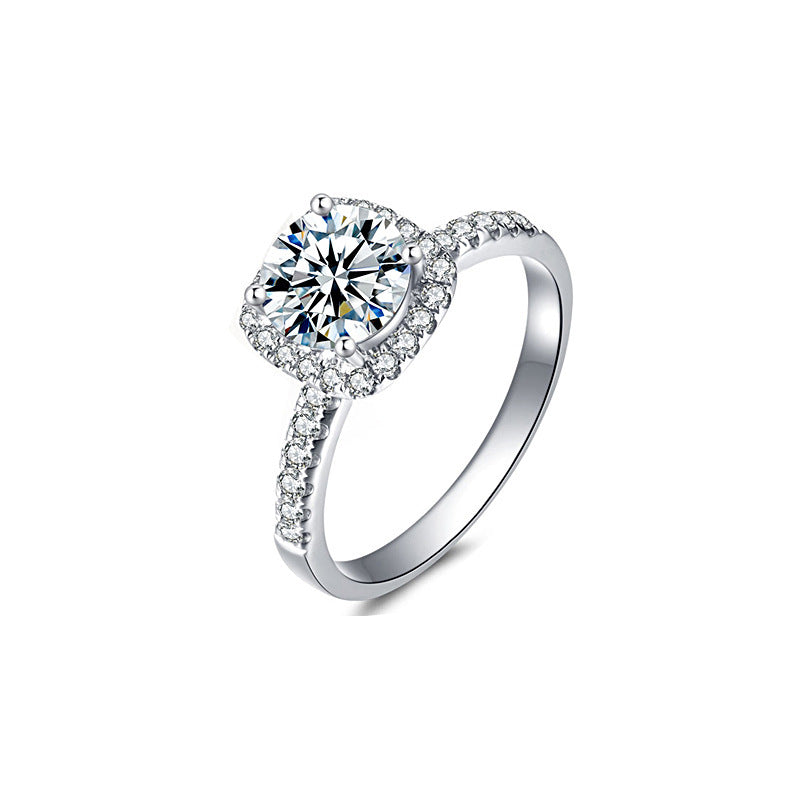 Cross-border S925 pure silver moissanite ring jewelry, women's exclusive high-end minimalist luxury style sugar cube jewelry ring gift