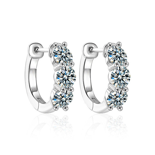 Fashionable Earrings with S925 Silver and Moissanite, Versatile Stud Earrings, Ins Fashion Accessories, Autumn and Winter Collection