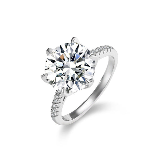 Moissanite S925 Silver Ring Women's High-End Exaggerated Hand Jewelry European and American Cross-Border Jewelry Silver Jewelry Wholesale