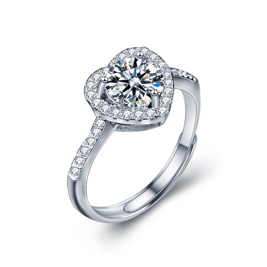 Wholesale Moissanite 925 Sterling Silver Ring Ins Style Heart Opening Versatile Wedding Ring Jewelry