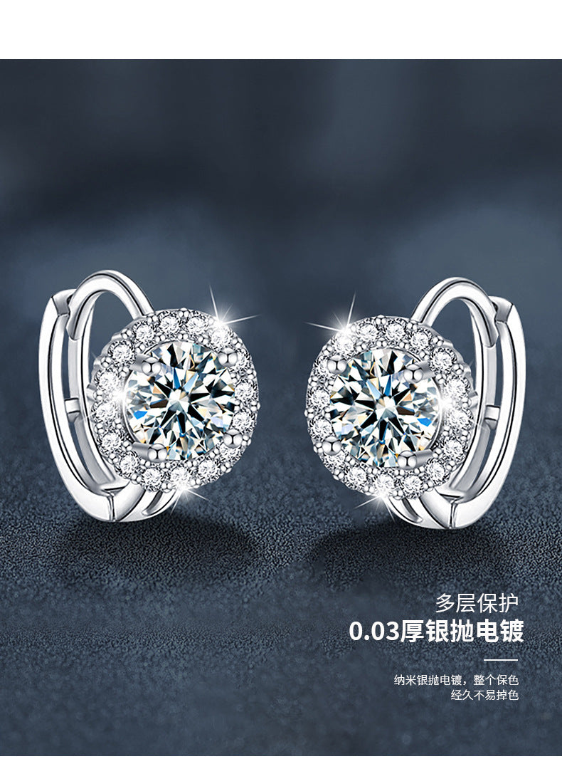 S925 Silver Moissanite Sunflower Earrings Autumn/Winter High-End Ear Clips Personalized Fashion Earrings