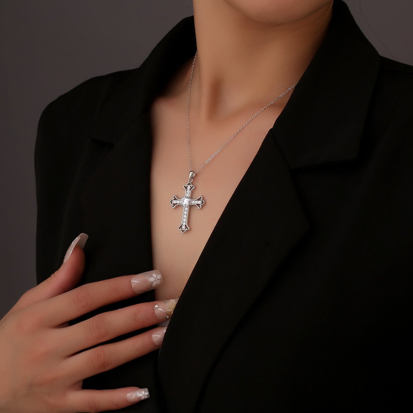 Original 925 Pure Silver Moissanite Necklace Jewelry for Women, Cross Pendant Wholesale, Simple Collar Chain