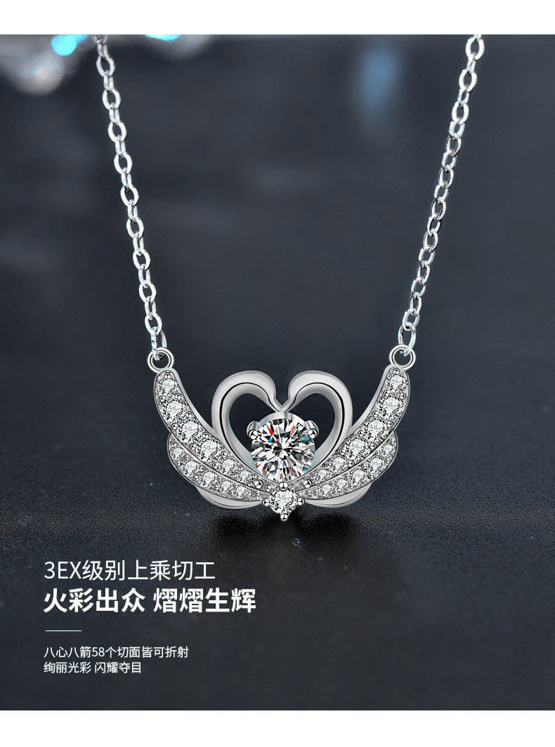 Original design jewelry 925 pure silver swan necklace high version moissanite pendant new collar necklace