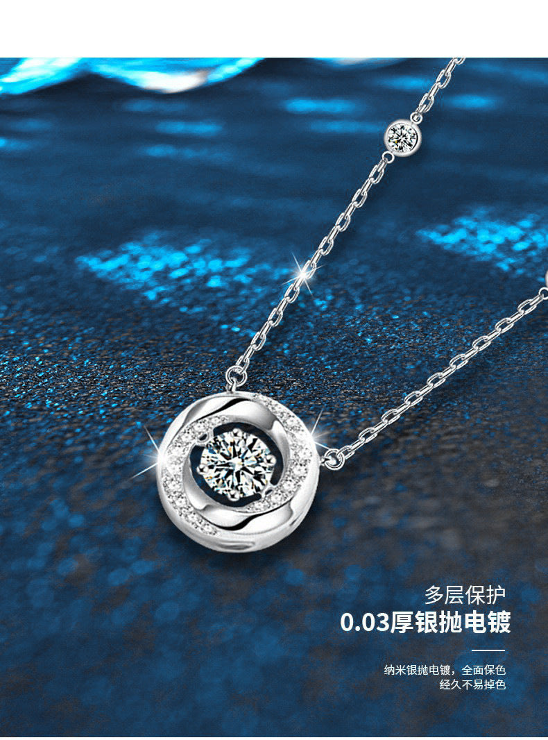 Moissanite necklace S925 pure silver Möbius high-end delicate collar chain for women, fashionable and elegant neck chain