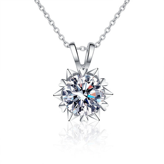 925 Sterling Silver Heart-shaped Hexagram Necklace, Women's Lightweight Luxury Unique Moissanite Snowflake Pendant Accessories, Gift for Girlfriend