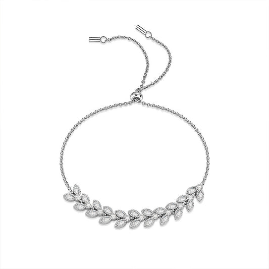 925 sterling silver jewelry wheat ear bracelet high-end light luxury moissanite adjustable hand jewelry hot style 