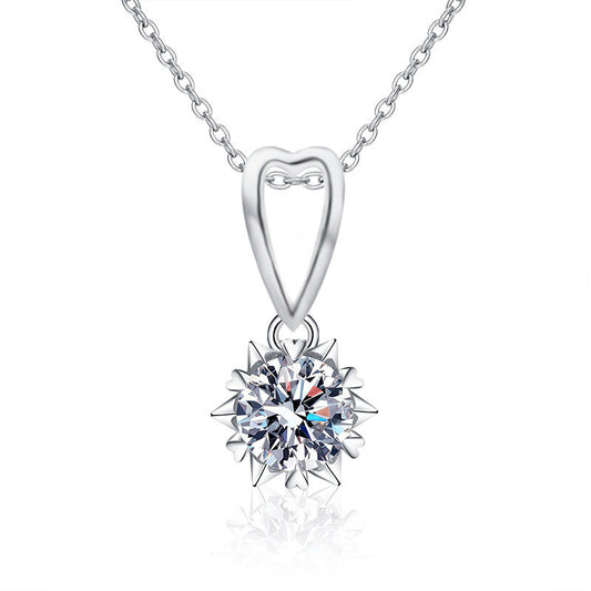 925 Silver Heart Moissanite Necklace, Colorfast, Women's Autumn Winter Luxury High-end Collar Chain, Ins Unique