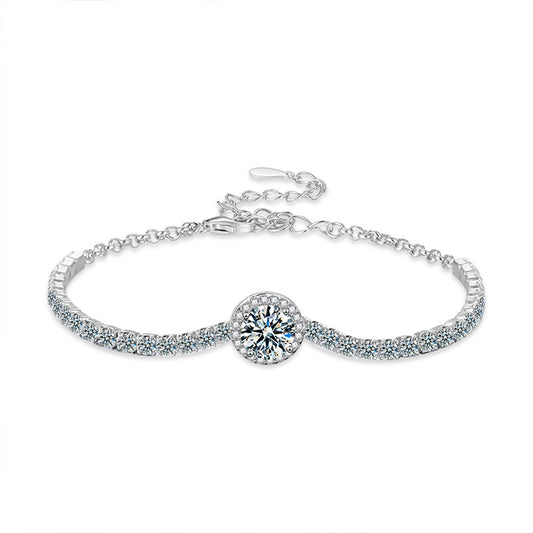 925 silver jewelry bracelet for women summer new Chinese style high-end round bag starry moissanite bracelet 