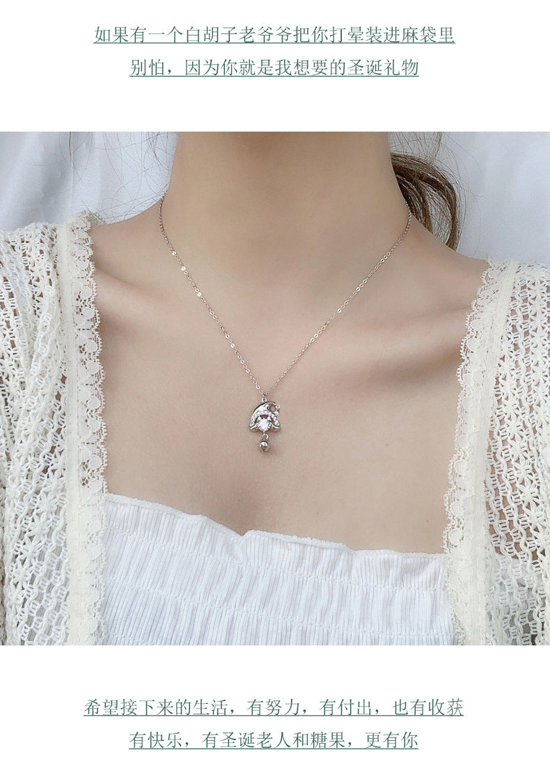 Original 925 Sterling Silver Santa Claus Necklace Women's Designable Moissanite Collar Pendant Ins Creative Jewelry Accessories