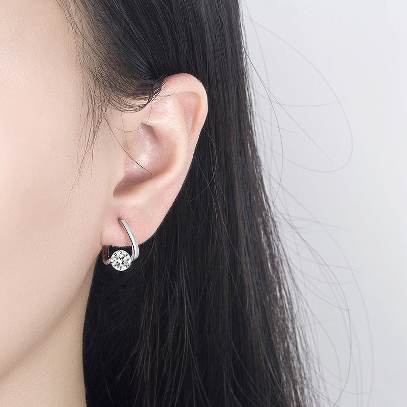 Cross-border 925 Sterling Silver Earrings, Moissanite Earrings, Fashionable and Versatile Accessories, Irregular Earrings, Autumn and Winter Collection