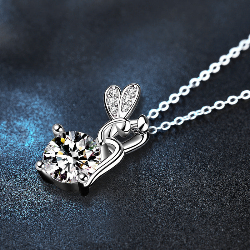 Moissanite 925 Sterling Silver Flower Fairy Necklace for Women, Versatile Niche Pendant, Cross-border Clavicle Necklace Accessories, DIY Jewelry