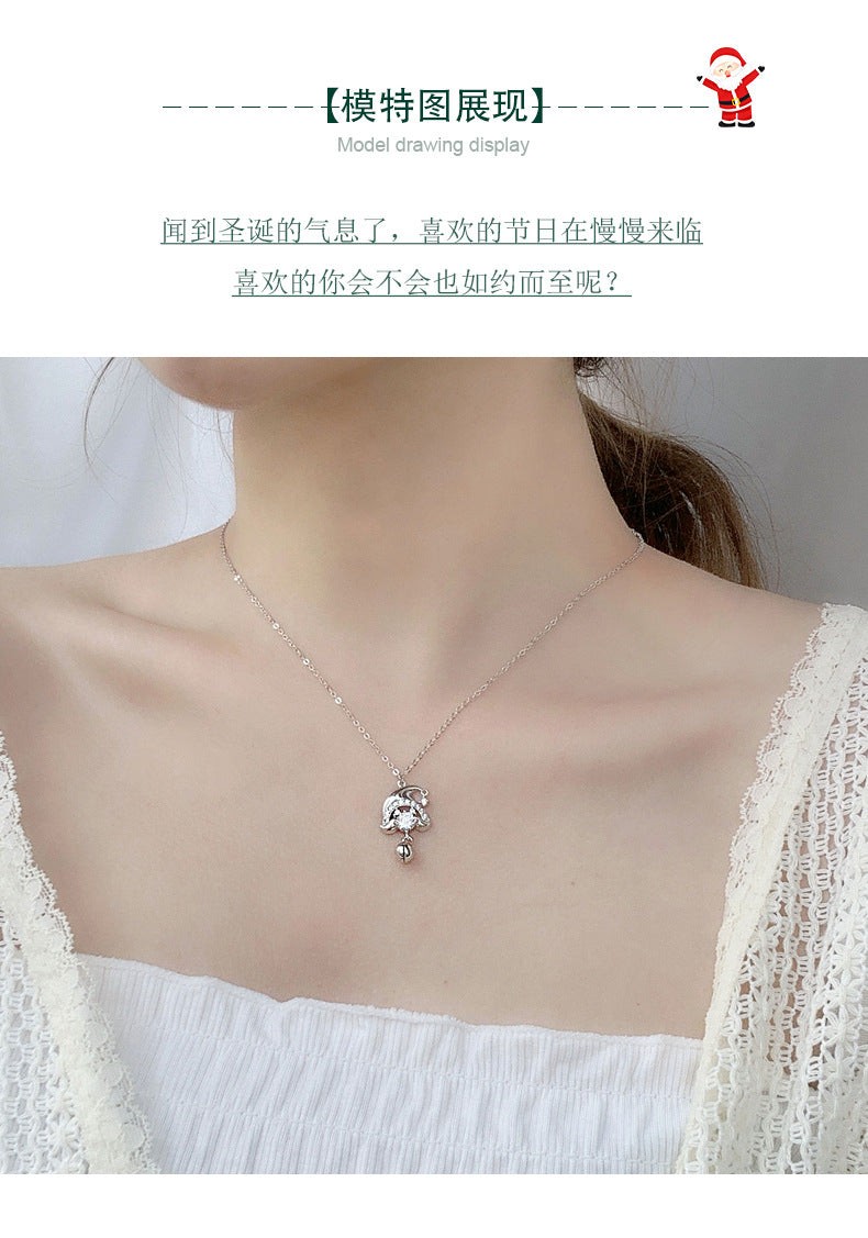 Original 925 Sterling Silver Santa Claus Necklace Women's Designable Moissanite Collar Pendant Ins Creative Jewelry Accessories