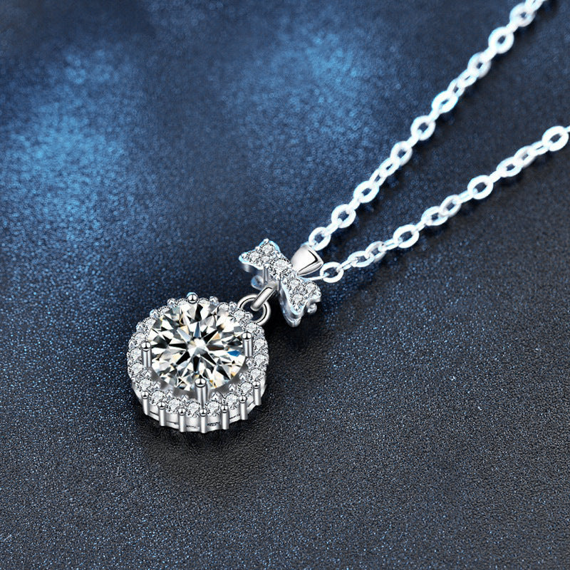 Original Perfume Bottle 925 Sterling Silver Clavicle Necklace Women's Niche Design Moissanite Pendant Autumn Creative Jewelry