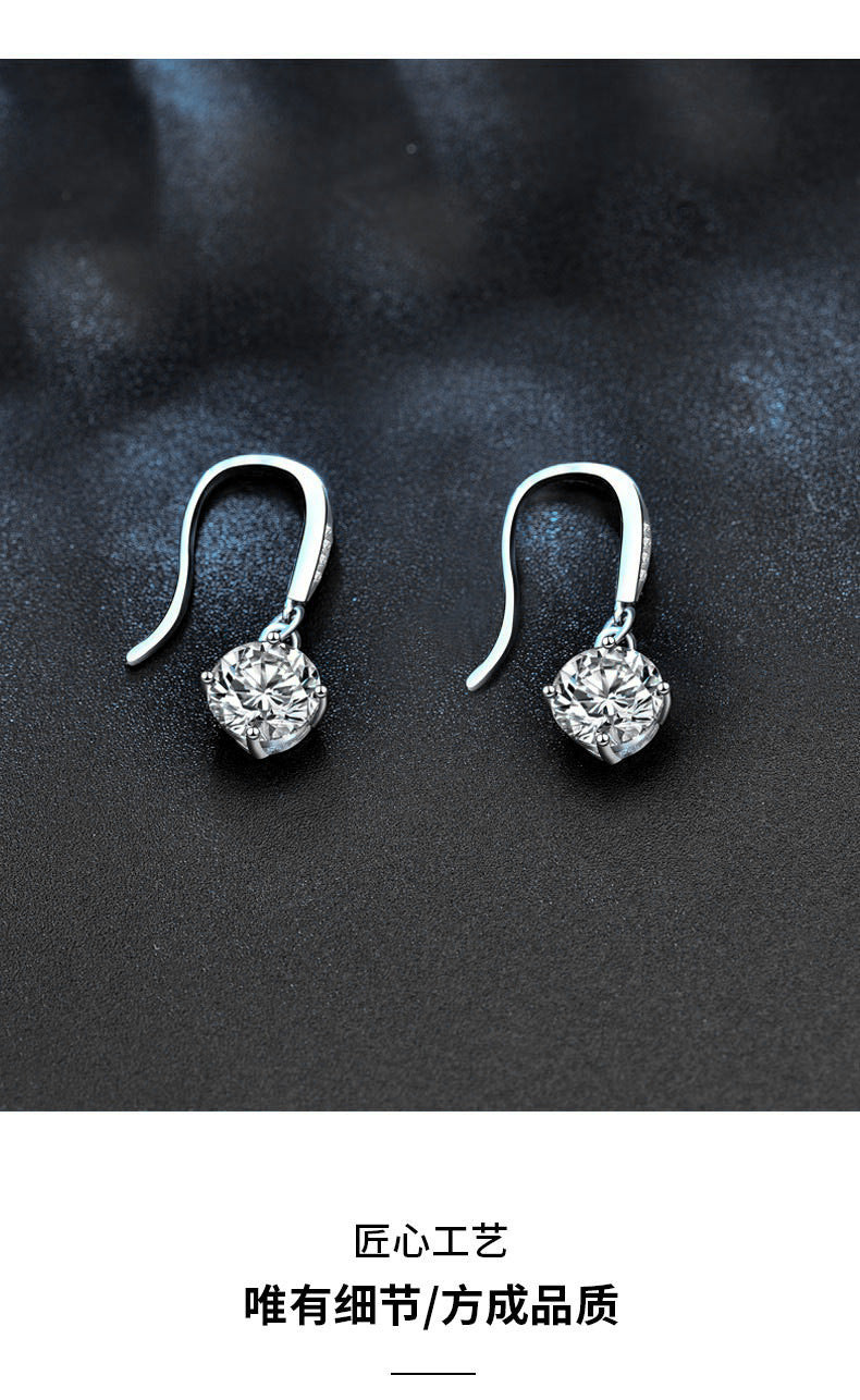 Wholesale 925 Sterling Silver Earrings Summer Moissanite Ear Hooks Korean Dongdaemun Temperament Simple Earrings Ear Accessories