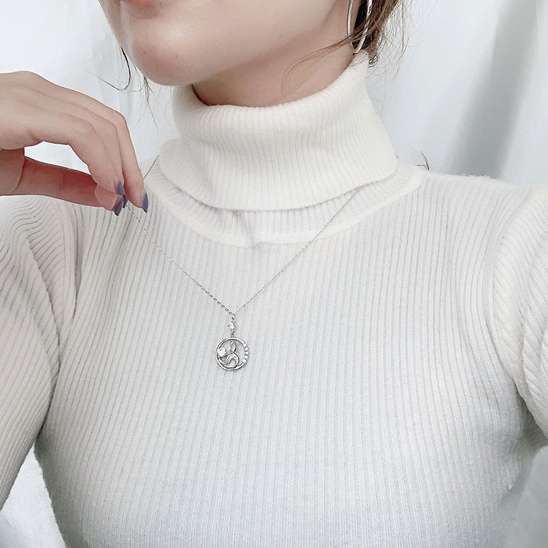 Original 925 Sterling Silver Mermaid Foam Necklace for Women, Moissanite Sweater Chain, Design-conscious, Unique, Sophisticated, Autumn and Winter Long Style