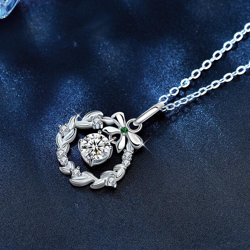 Original Necklace Garland Christmas Moissanite Jewelry Wholesale 925 Sterling Silver Bow Pendant Ins Valentine's Day Gift