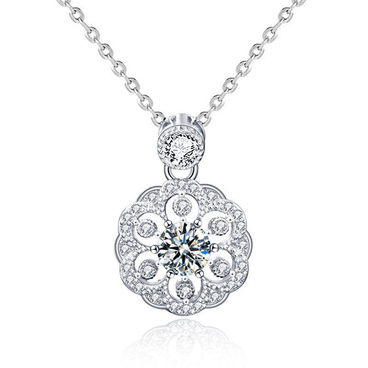Original Design Cherry Blossom Necklace for Women, 925 Pure Silver Moissanite, Unique Chinese Style Collar Pendant, Versatile Jewelry