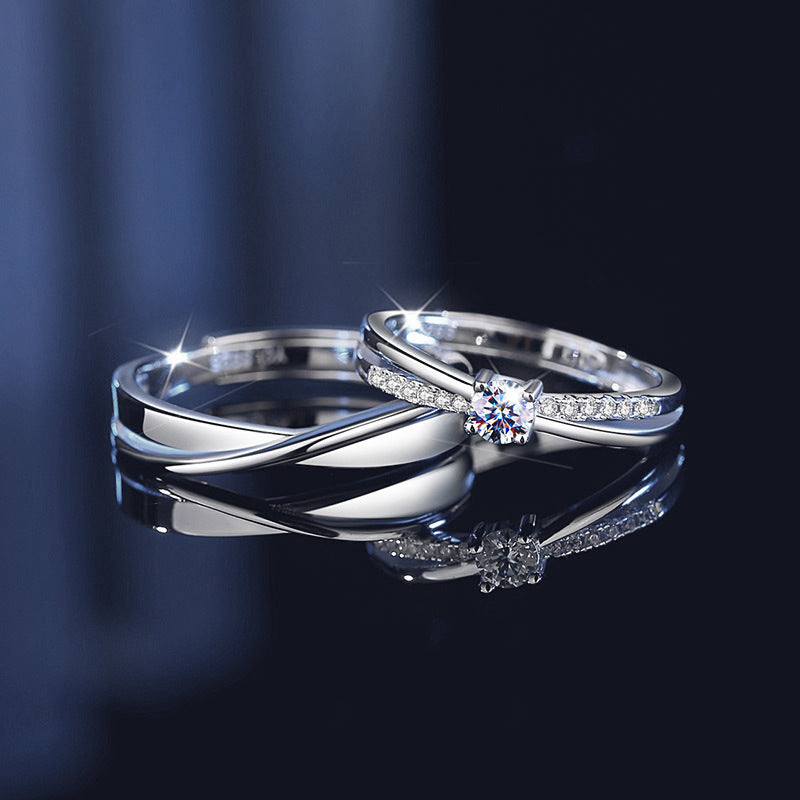 925 Silver Möbius Ring Couple Ring Simple Ins Style Moissanite Wedding Ring Valentine's Day Gift for Men and Women