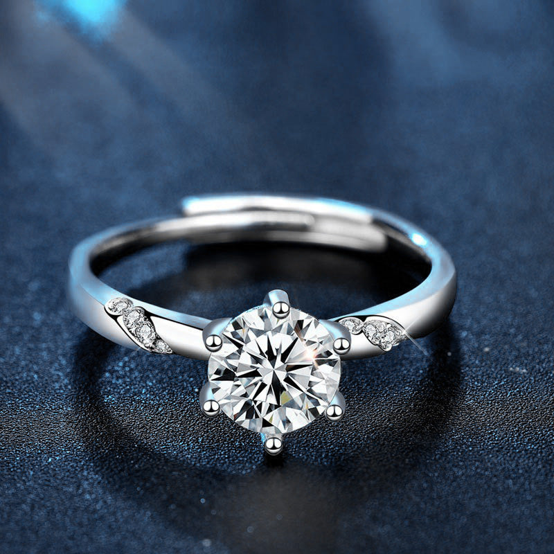 925 Sterling Silver Couple Rings - Korean and Japanese Style Open Rings with Moissanite - Personalized Engraved Couple Rings for Qixi Valentine's Day