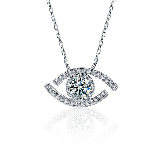Cross-border necklace 925 pure silver women's moissanite demon eye pendant accessory jewelry high-end collar chain bestseller