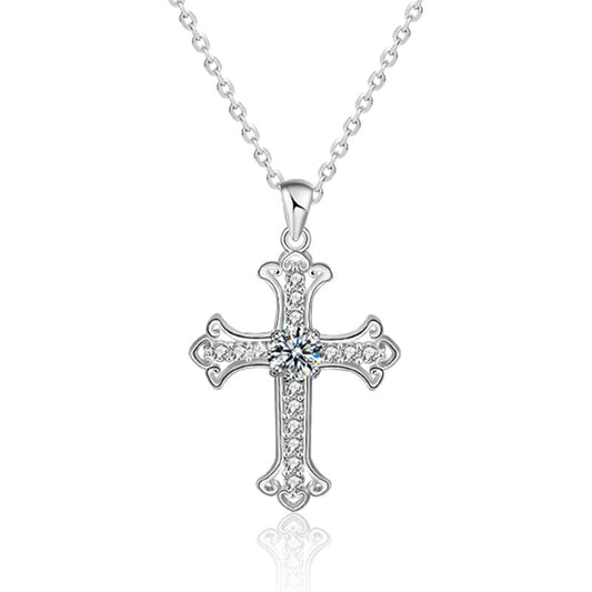 Original 925 Pure Silver Moissanite Necklace Jewelry for Women, Cross Pendant Wholesale, Simple Collar Chain