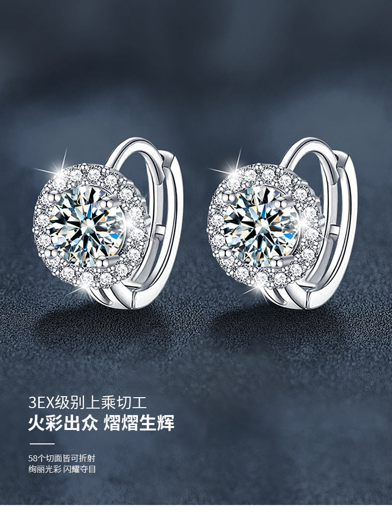 S925 Silver Moissanite Sunflower Earrings Autumn/Winter High-End Ear Clips Personalized Fashion Earrings