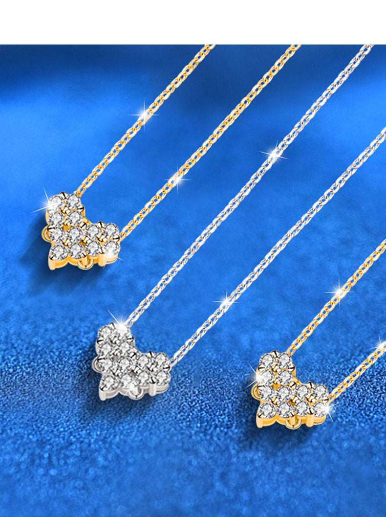 925 Sterling Silver Heart Necklace for Women, Sweet and Cool Style, Spliced Zircon Inlay, One Necklace with Two Ways to Wear, Four-Leaf Clover Necklace, Clavicle Chain