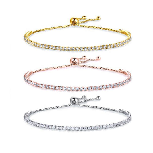 925 Silver Zircon Full Diamond Bracelet Adjustable Push-Pull Hand Jewelry Versatile Popular Bracelet Handmade Jewelry Wholesale 