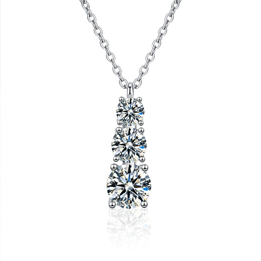 925 Sterling Silver Pendant Accessories Three Lives Three Worlds Necklace Women's Versatile High-End Moissanite D Color