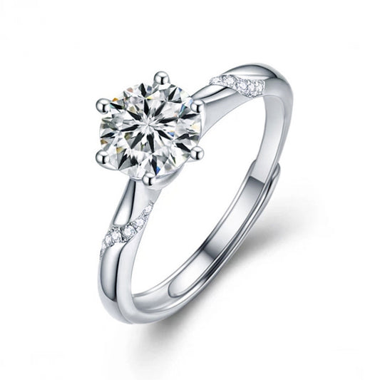 925 Sterling Silver Couple Rings - Korean and Japanese Style Open Rings with Moissanite - Personalized Engraved Couple Rings for Qixi Valentine's Day