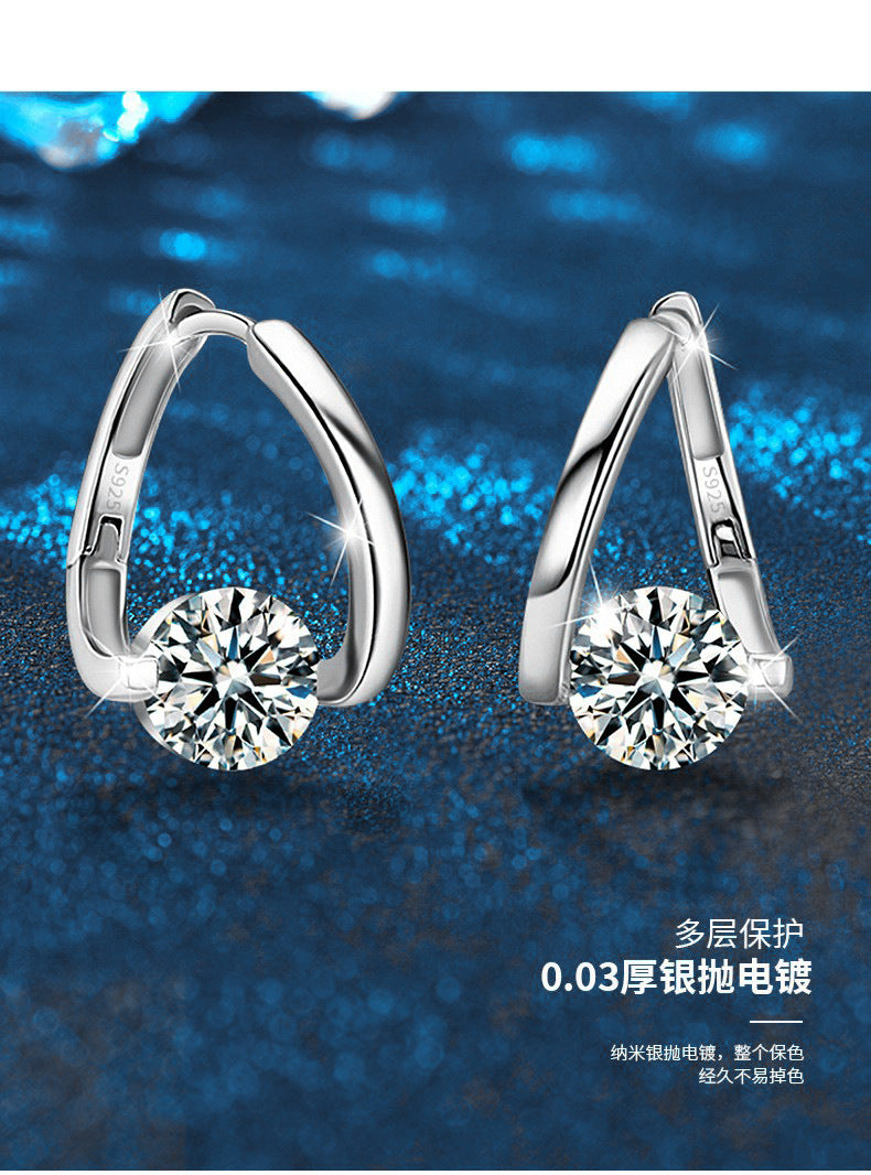 Cross-border 925 Sterling Silver Earrings, Moissanite Earrings, Fashionable and Versatile Accessories, Irregular Earrings, Autumn and Winter Collection