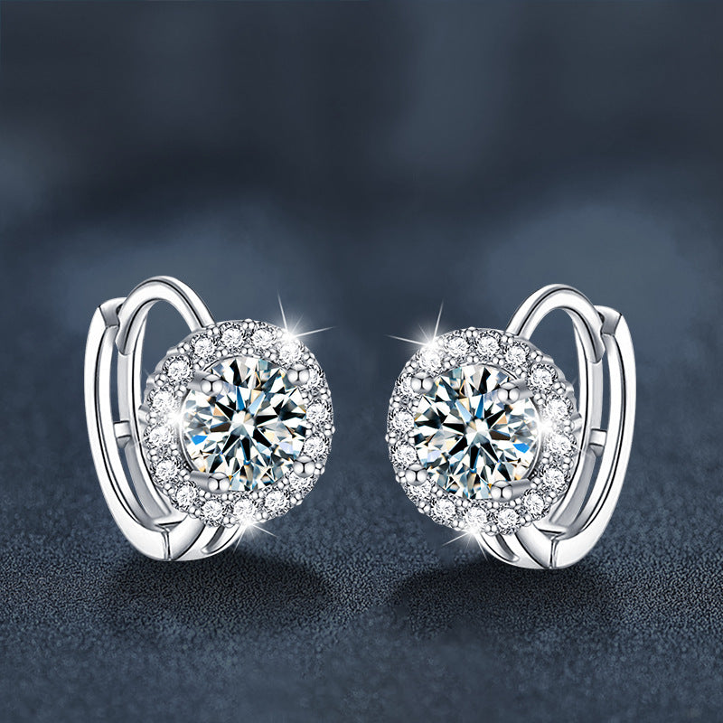 S925 Silver Moissanite Sunflower Earrings Autumn/Winter High-End Ear Clips Personalized Fashion Earrings