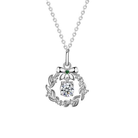 Original Necklace Garland Christmas Moissanite Jewelry Wholesale 925 Sterling Silver Bow Pendant Ins Valentine's Day Gift