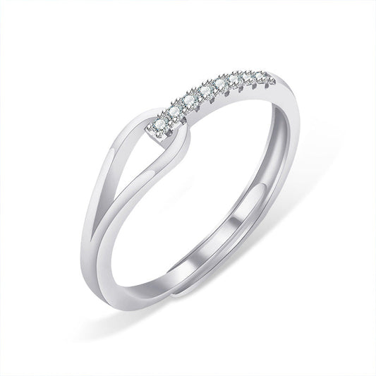 Mossianite 925 Silver Hollow Ring, Color-Lasting, Unique Design, Cold Style, Open Ring, Cross-border Jewelry