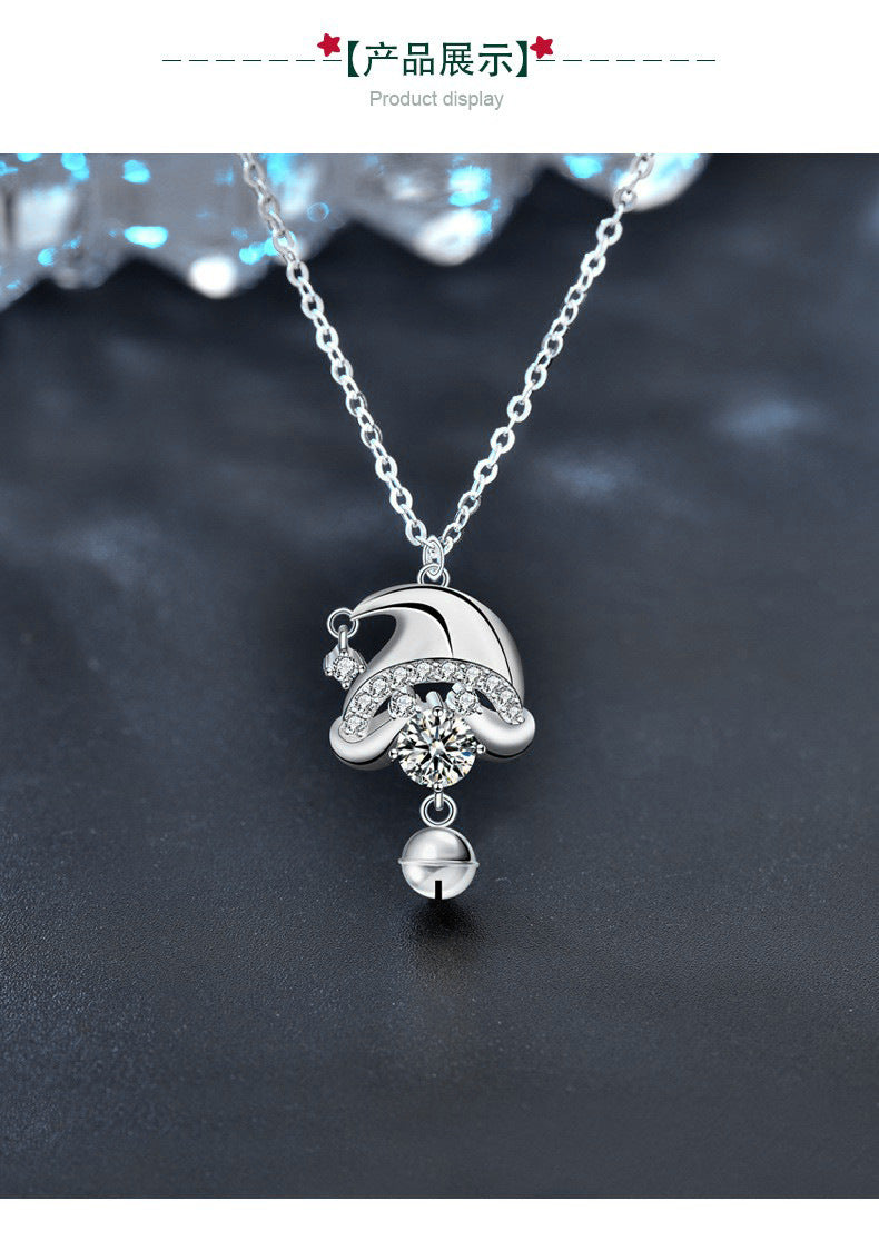 Original 925 Sterling Silver Santa Claus Necklace Women's Designable Moissanite Collar Pendant Ins Creative Jewelry Accessories