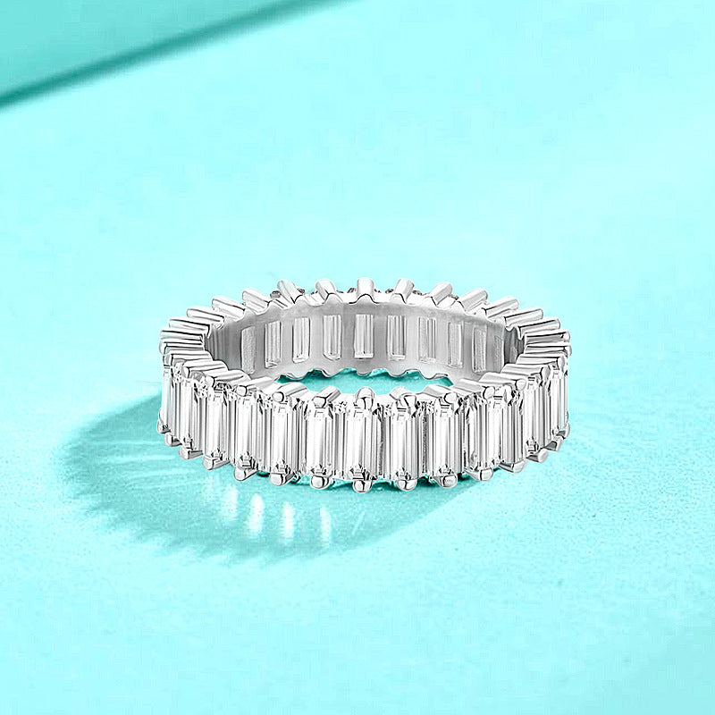 New cross-border 925 pure silver ring for women, sugar crystal diamond, European and American exaggerated fashion closed ring, color-fast jewelry