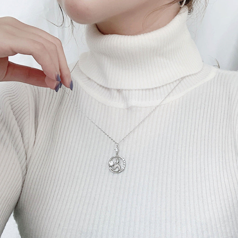 Original 925 Sterling Silver Mermaid Foam Necklace for Women, Moissanite Sweater Chain, Design-conscious, Unique, Sophisticated, Autumn and Winter Long Style