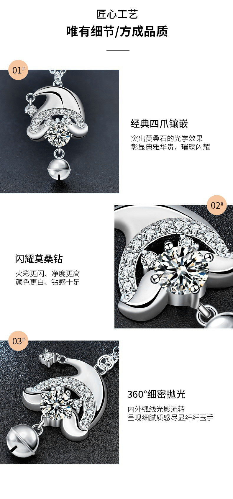 Original 925 Sterling Silver Santa Claus Necklace Women's Designable Moissanite Collar Pendant Ins Creative Jewelry Accessories