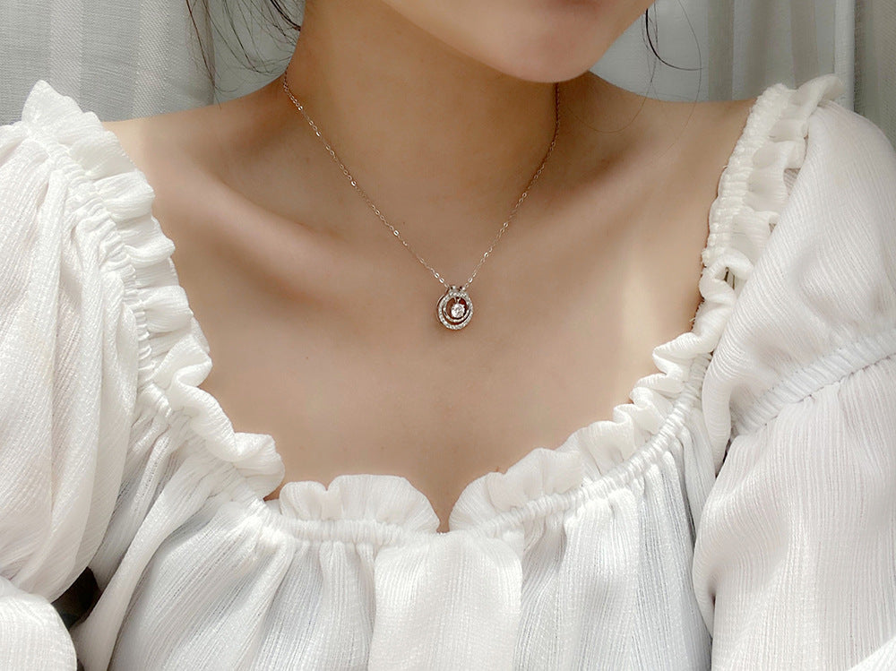 Original Moissanite 925 Sterling Silver Double Layer Necklace Ins Style Women's Versatile Bow Pendant