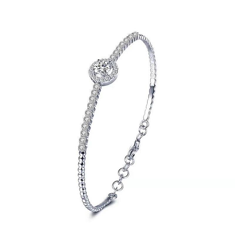 Moissanite 925 silver bracelet, girls' high-end bracelet, open silver bracelet, silver ring, Goddess Day gift accessory