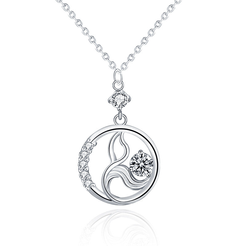 Original 925 Sterling Silver Mermaid Foam Necklace for Women, Moissanite Sweater Chain, Design-conscious, Unique, Sophisticated, Autumn and Winter Long Style