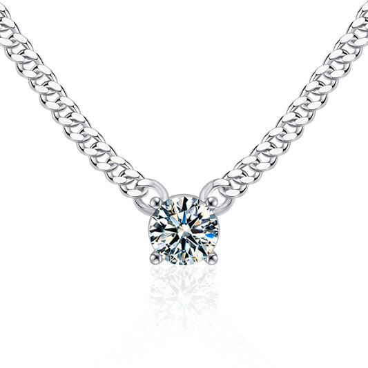 Moissanite Cuban Chain Necklace Men's Chain 925 Silver Jewelry Clavicle Chain Non-Fading Pendant