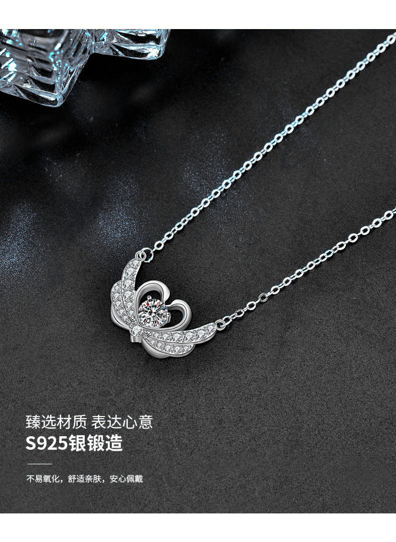 Original design jewelry 925 pure silver swan necklace high version moissanite pendant new collar necklace