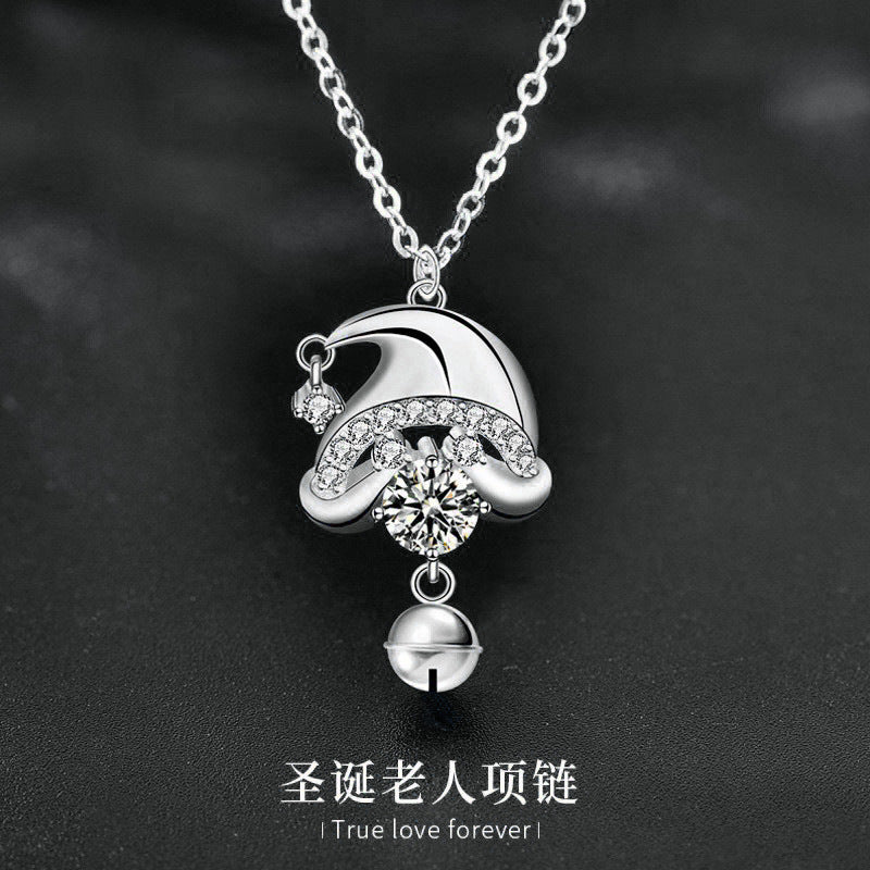 Original 925 Sterling Silver Santa Claus Necklace Women's Designable Moissanite Collar Pendant Ins Creative Jewelry Accessories