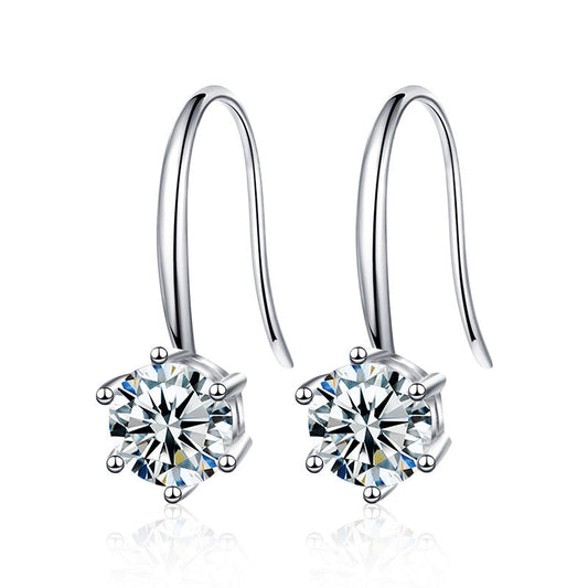 Moissanite Classic Six-Piece Earrings Pure Silver 925 Silver Accessories Korean Dongdaemun Earrings High-End Ear Hooks Accessories
