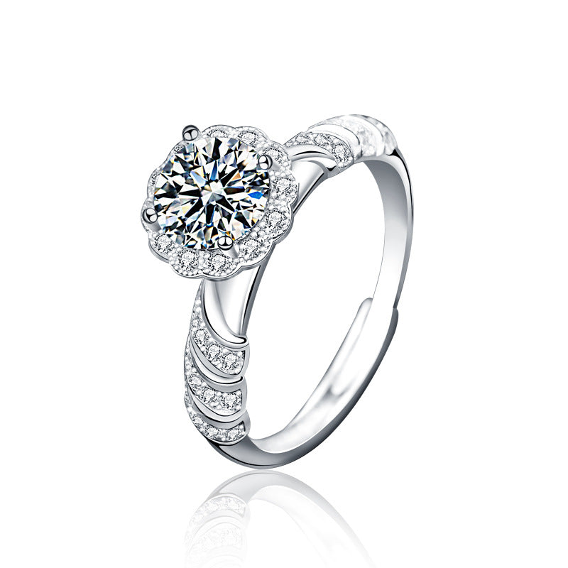 Original 925 Sterling Silver Ring, Moissanite Mermaid Princess Open Ring, Unique Couple Ring, 1 Carat Unique Jewelry
