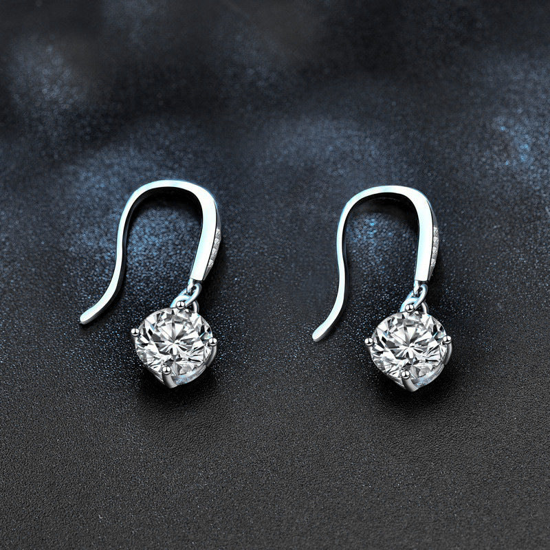 Wholesale 925 Sterling Silver Earrings Summer Moissanite Ear Hooks Korean Dongdaemun Temperament Simple Earrings Ear Accessories